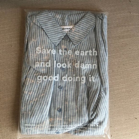 Reformation Prim Linen Dress Sz4 Blue/White Stripes - Picture 4 of 6